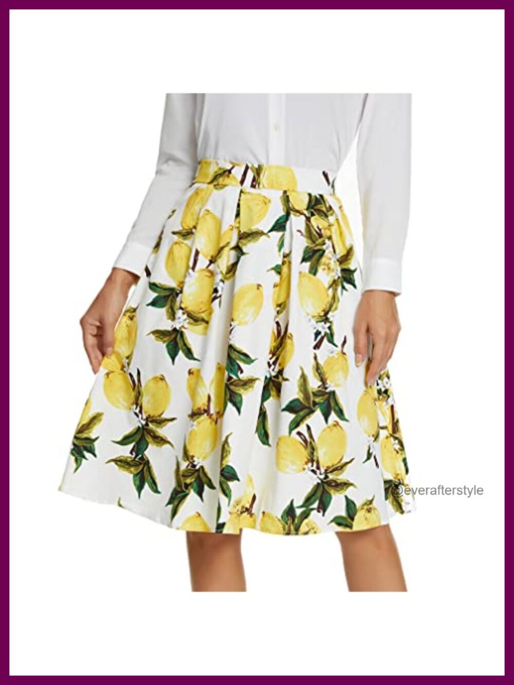 Pleated A-Line Midi Skirt with Pockets High Waist Cotton Blend